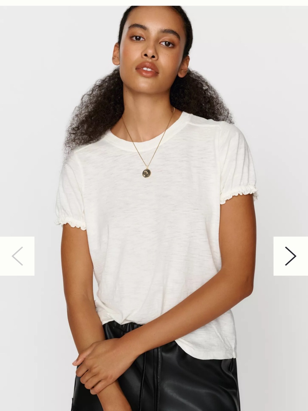 Pilcro White Ruffle Sleeve Crew Tee